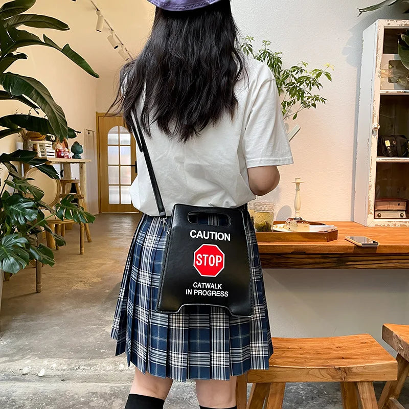 Novelty "Catwalk in Progress" PU Leather Crossbody Bag
