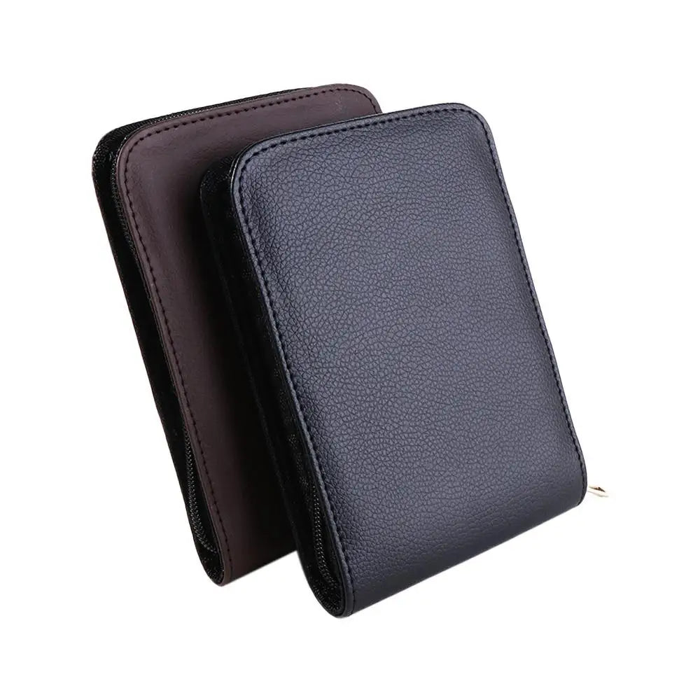Faux Leather Zipper Pen Case – 12-Pen Organizer Holder