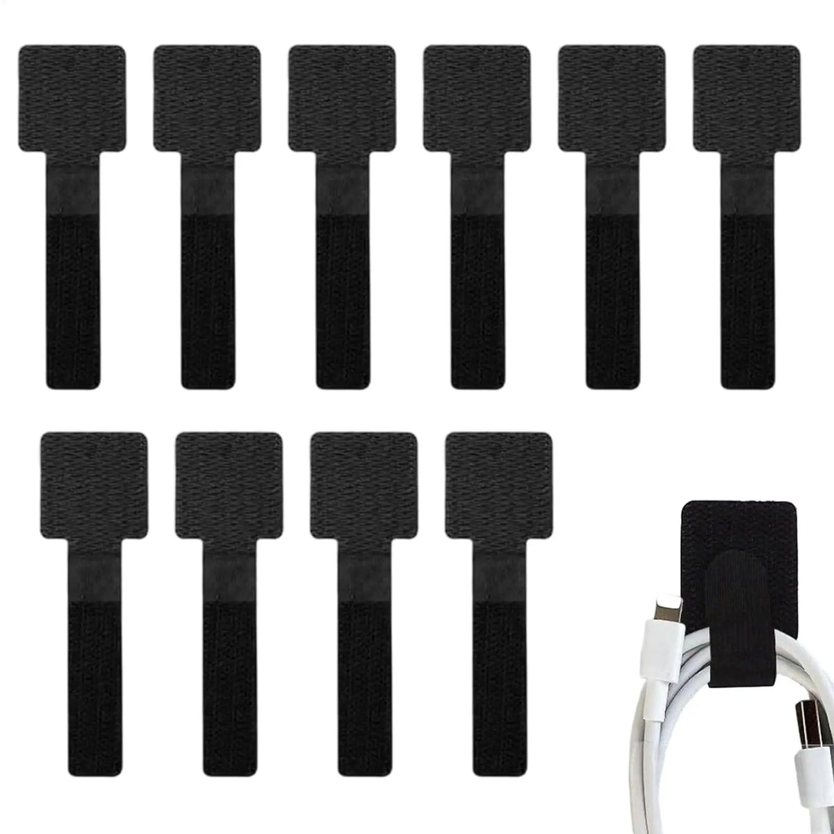 Adhesive Cord Organizer Straps – 10-Pack Cable Management