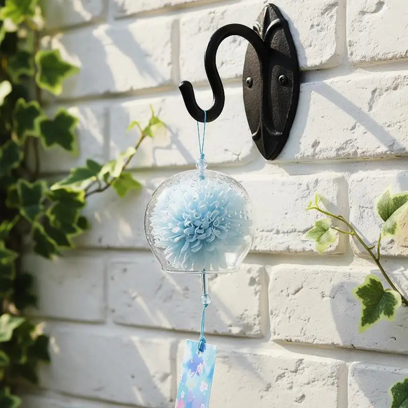 Japanese Glass Wind Chime with Artificial Flower | Home Decor