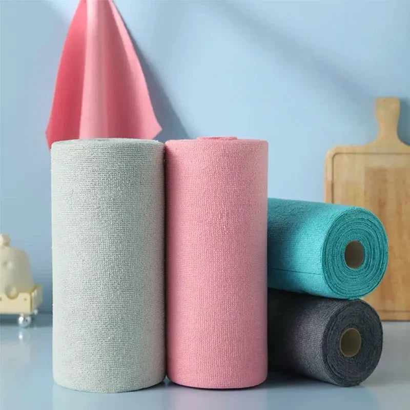 Reusable Microfiber Cleaning Cloth Roll – 20 Sheet Paper Towel Replacement