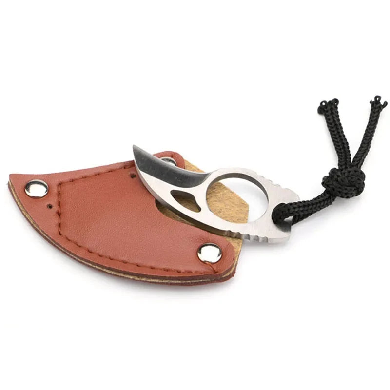 Mini Claw Knife EDC Tool | AUS-8A Steel Blade & Leather Sheath
