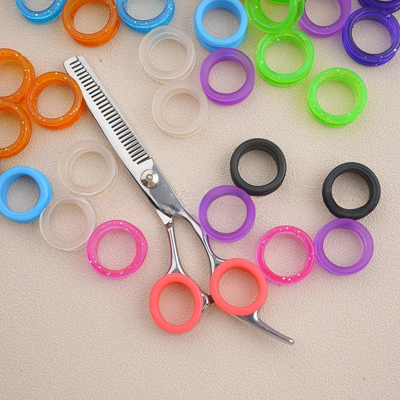 10 Silicone Finger Rings Cat Dog Hair Scissors Professional Pet