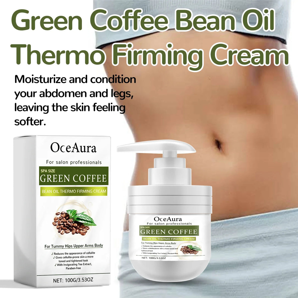 OceAura Green Coffee Body Cream | Firming & Moisturizing Lotion