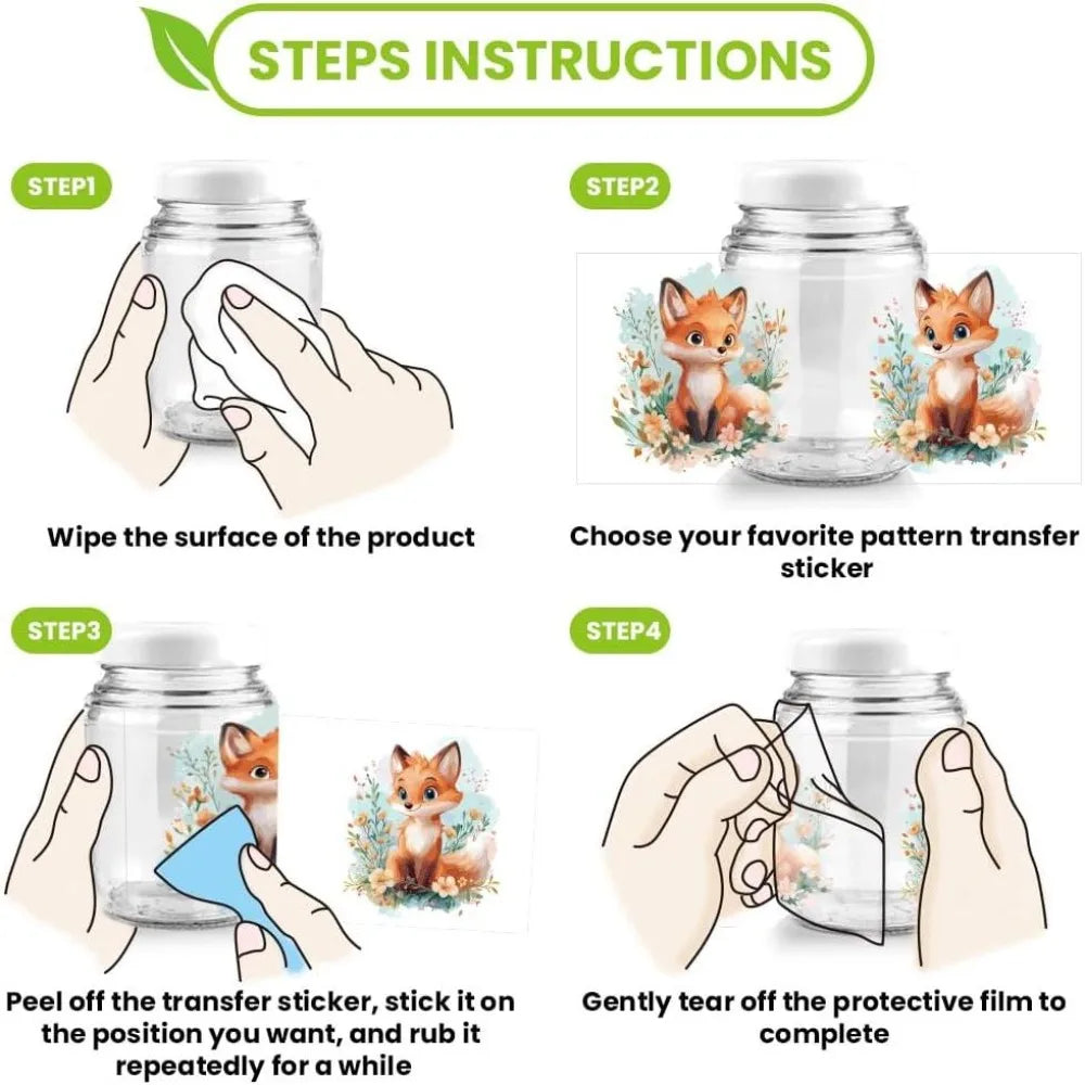 10 Pcs Fox UV DTF Transfer Stickers – Waterproof Cup Decals