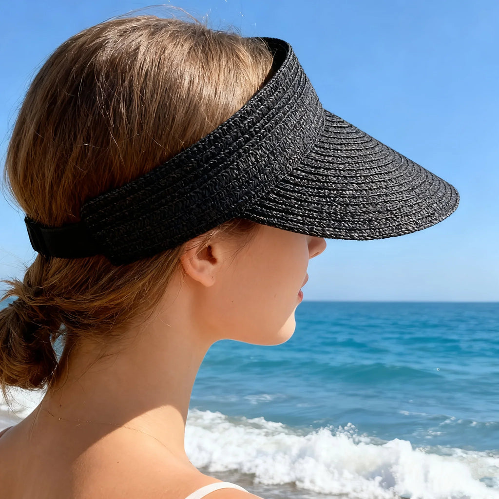 Wide Brim Straw Sun Hat – UV Protection Rollable Beach Hat