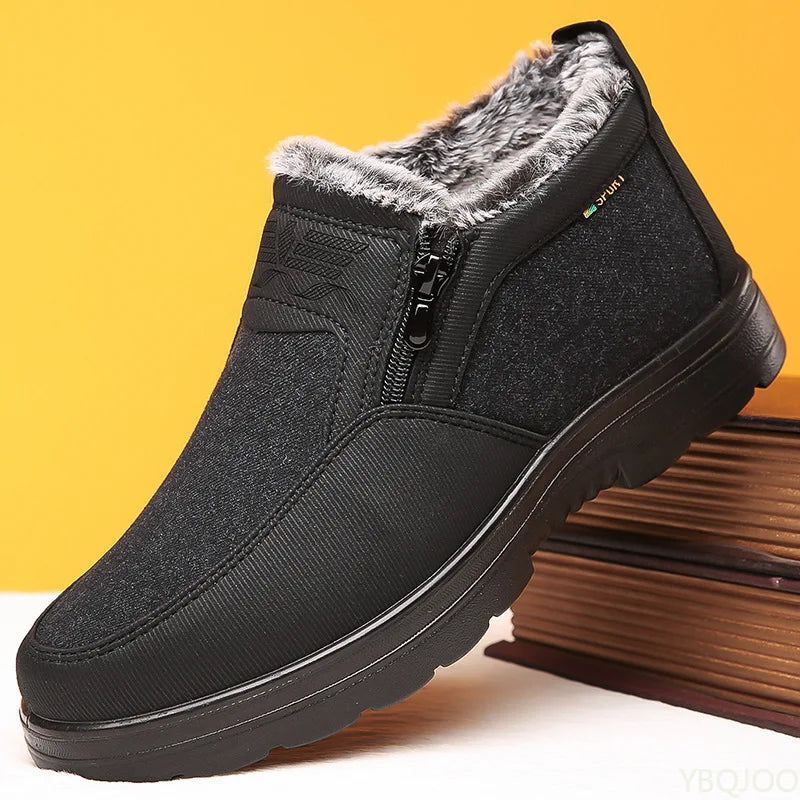 Men's Winter Plush Slip-On Ankle Boots | Warm Cotton Shoes