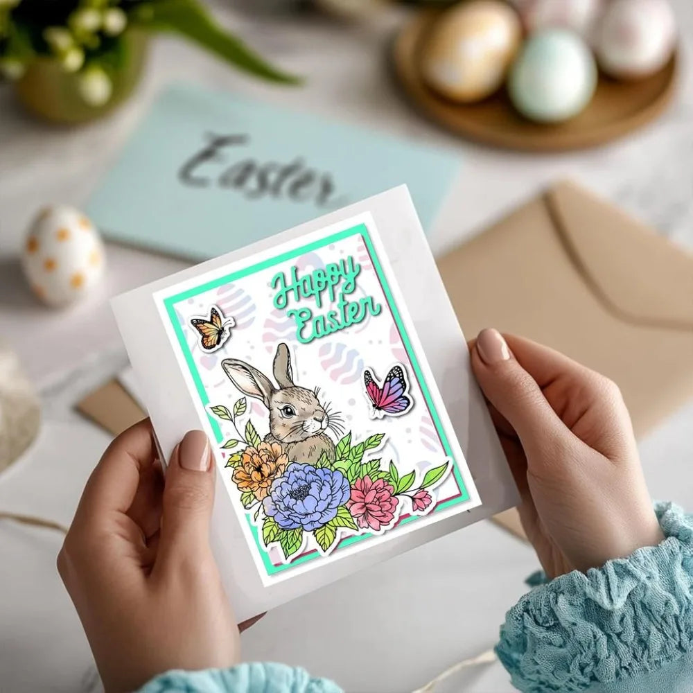 Easter Rabbit Clear Stamps Cutting Dies & PET Stencils Set