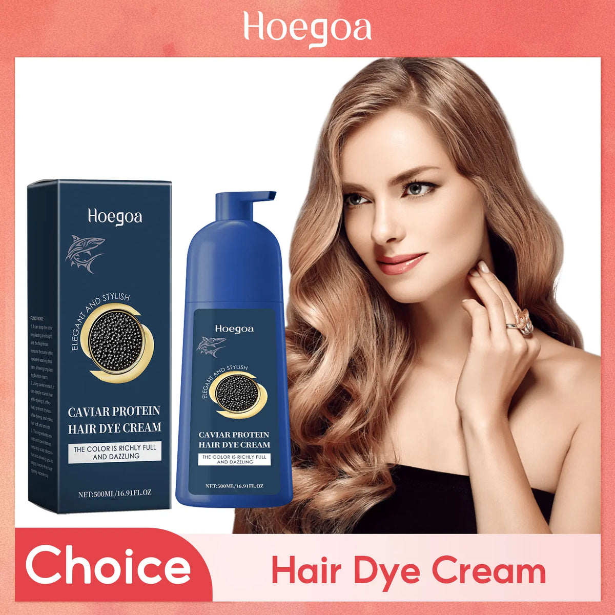 HOEGOA Caviar Permanent Hair Dye Cream – Black & Brown 500ml