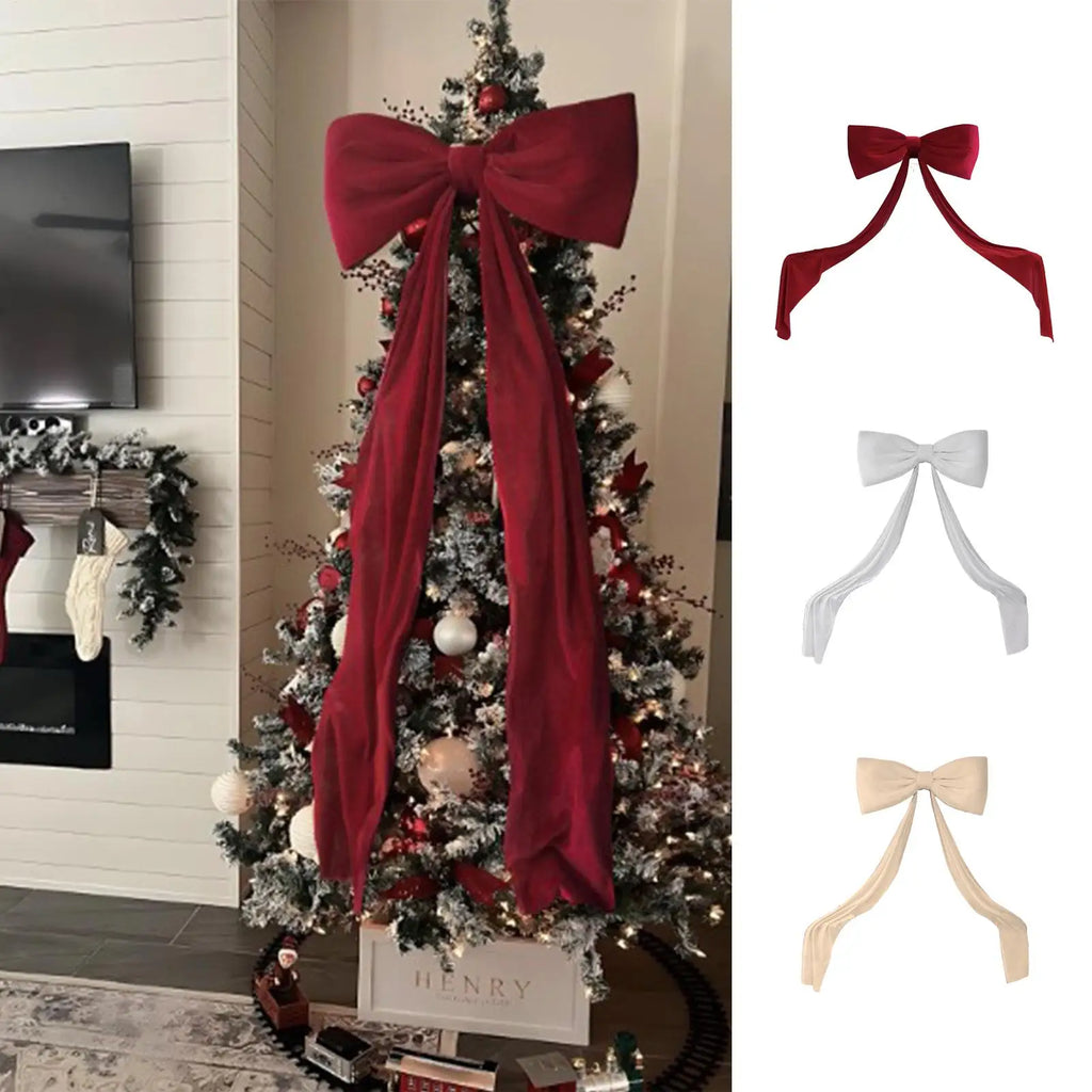 Large Velvet Christmas Tree Bow 70.8" – Holiday Decor Topper
