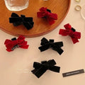 Black Bow Small Grab Clip Women's Autumn Winter Vintage Velvet Bangle