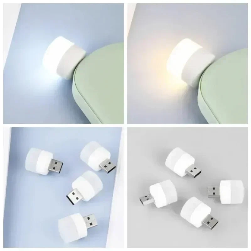 Mini USB LED Book Light – Warm White Night Lamp, 3–20 Pack
