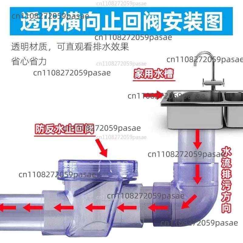 50mm UPVC Transparent Flap Check Valve – Non-Return Drain Set