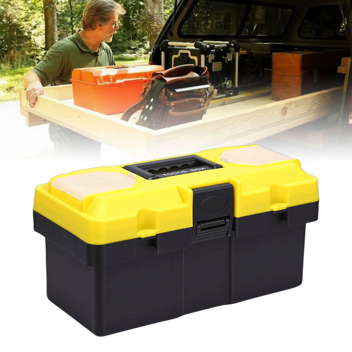 13-Inch Lockable Tool Box Organizer with Removable Tray