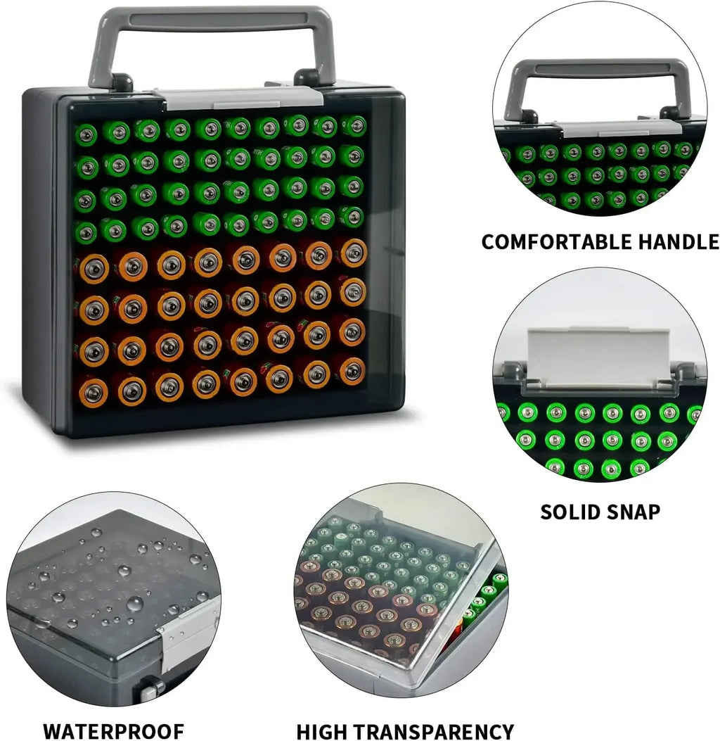 Battery Organizer Case – Holds 72 AA & AAA Batteries