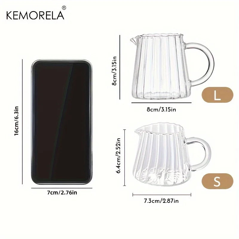 KEMORELA Retro Striped Glass Creamer Jar | Mini Coffee Cup