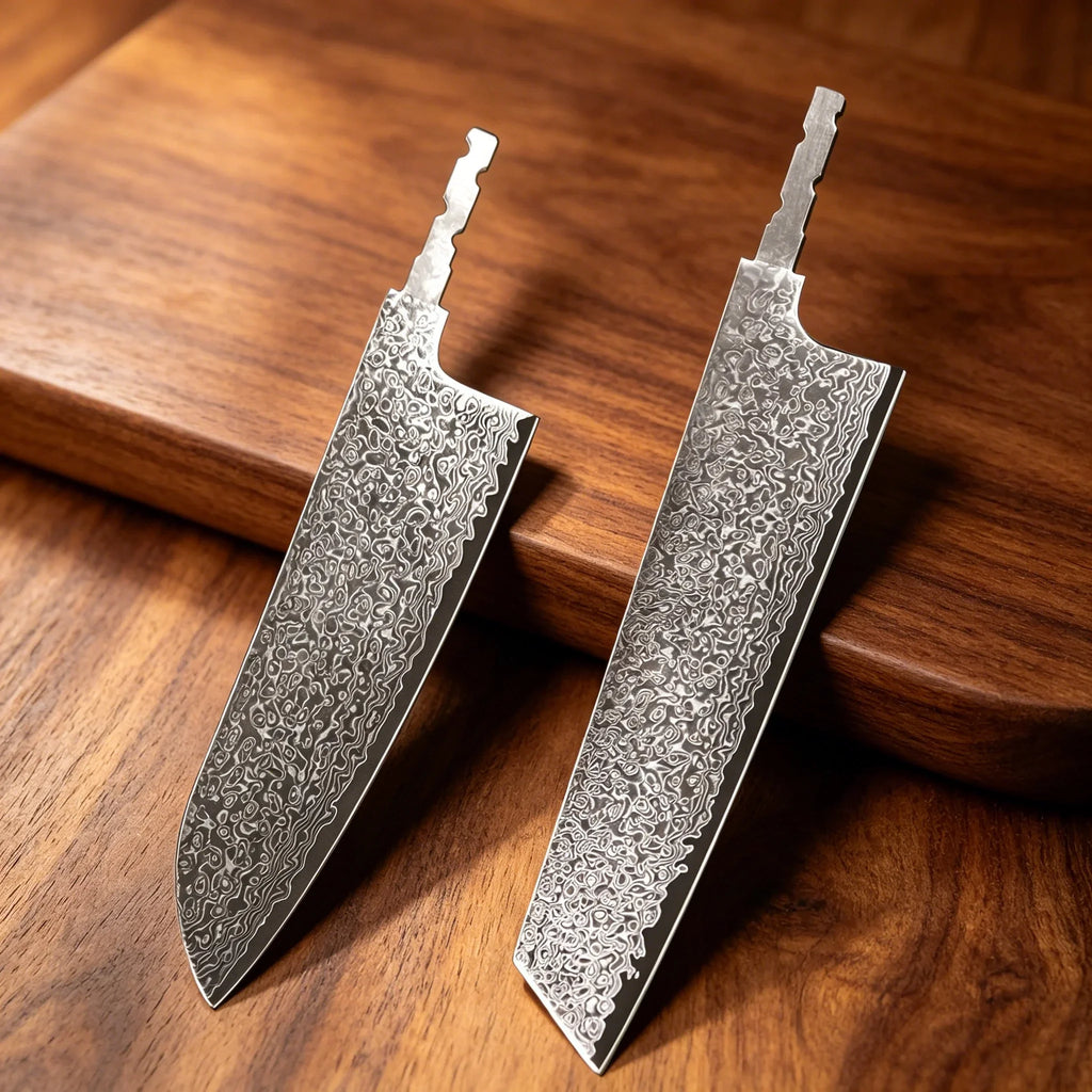 67-Layer Damascus Santoku Knife Blank Blade – Hand-Forged