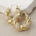 Huitan Twisty Hoop Earrings – Cubic Zirconia Women's Jewelry