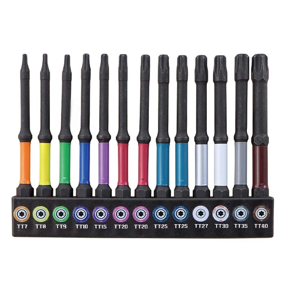 13-Pc Torx Security Bit Set T7–T40 | 1/4" Hex Shank, 75mm