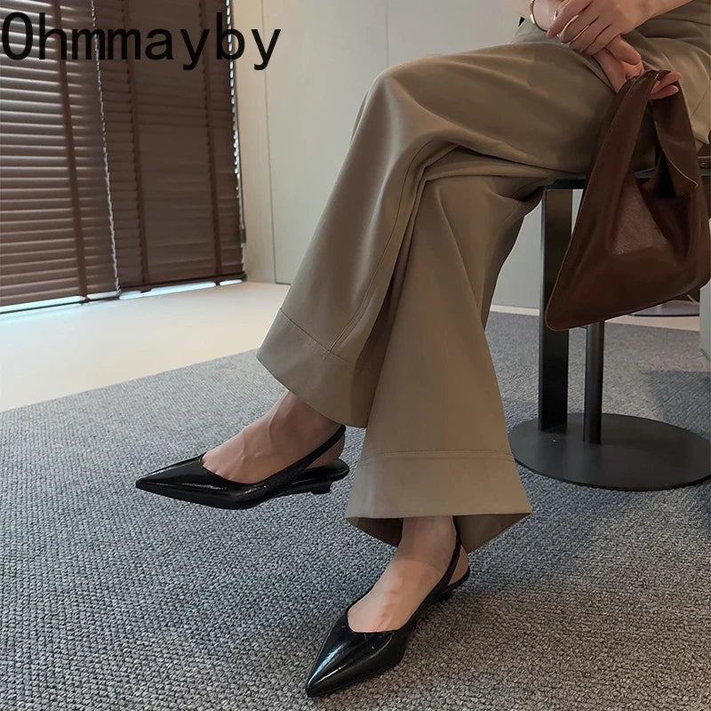 Women's Low Wedge Slip-On Sandals – Elegant Office Mules