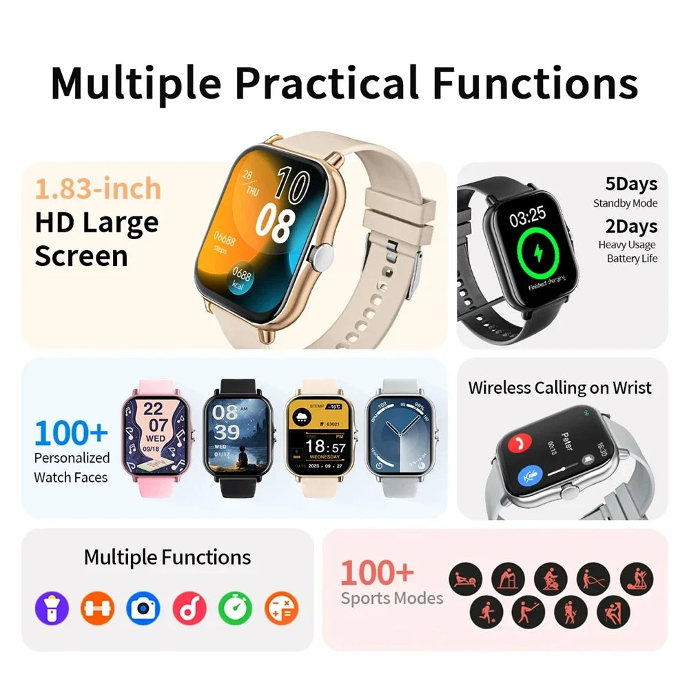 2025 Men Smart Watch Fitness Clock Sports Heart Monitor Smartwatch
