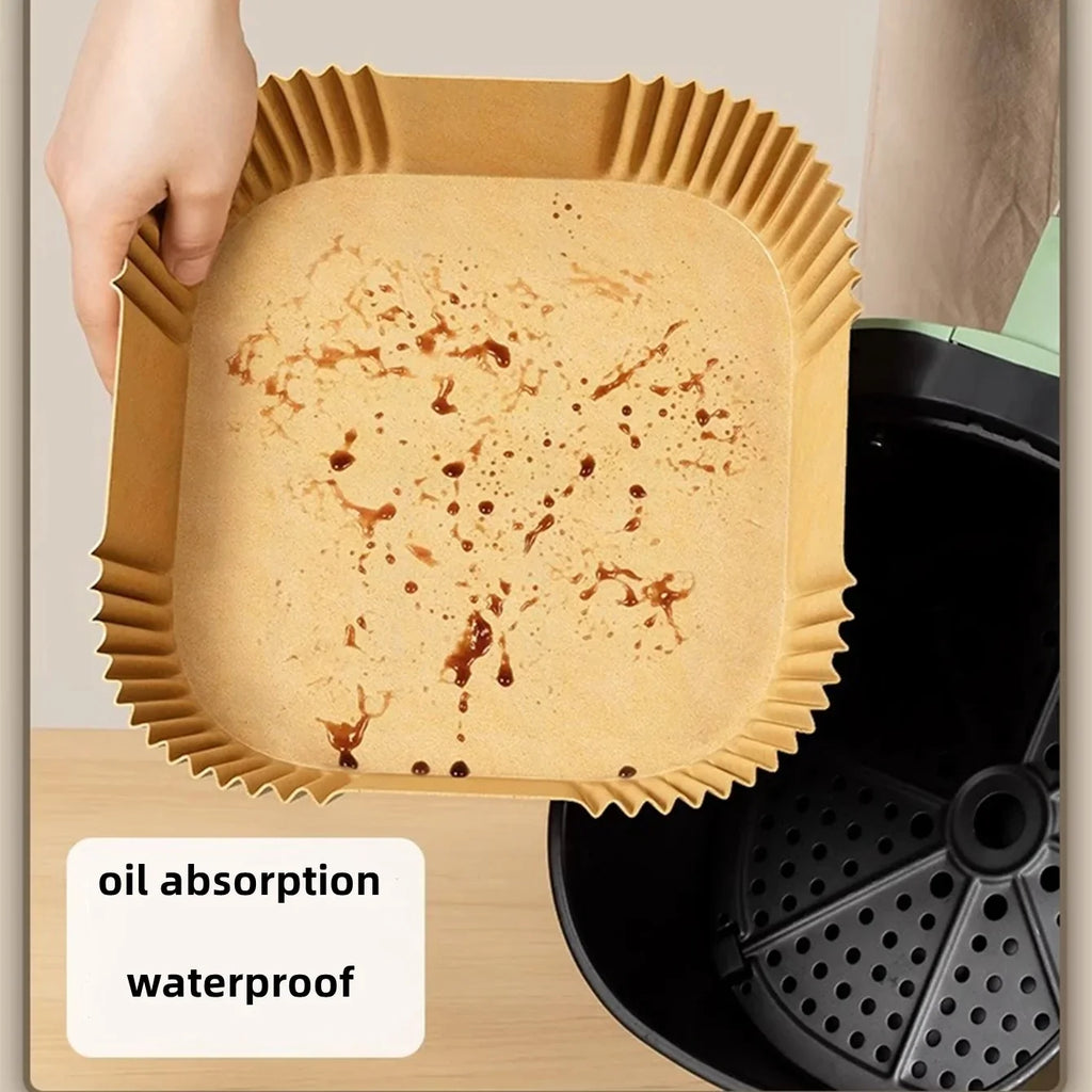 Square Disposable Air Fryer Liners Kitchen Food Tray Oil Paper Party