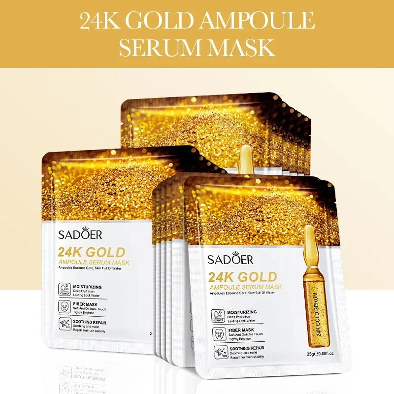 SADOER 24K Gold Vitamin C Hyaluronic Acid Facial Masks Face
