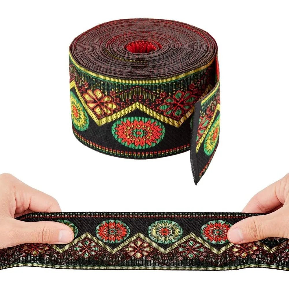 Floral Embroidery Polyester Ribbon 48.5mm 7m | Craft Trim