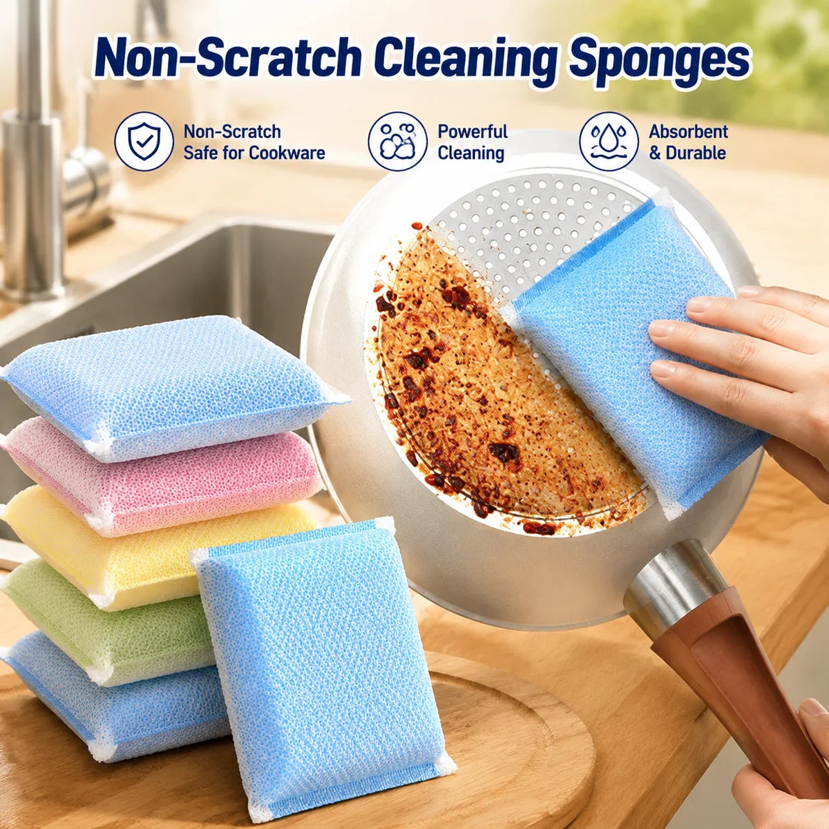 Double-Sided Kitchen Scrubber Sponge | Dishes, Pots & Pans