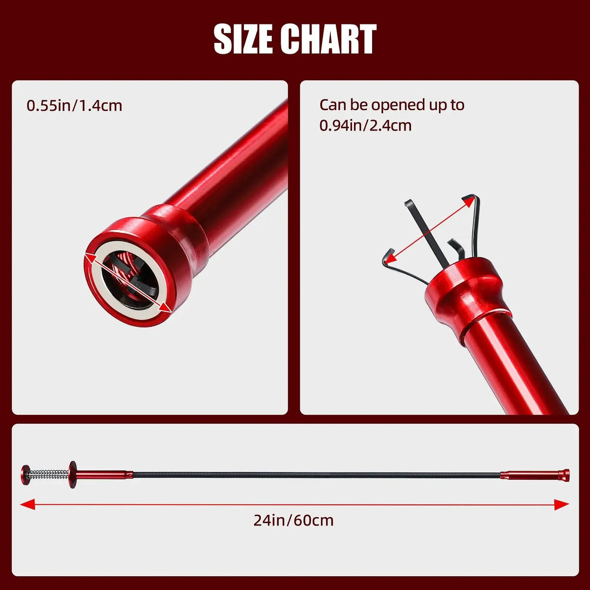 24" Flexible Magnetic Pickup Tool with 4-Claw Gripper
