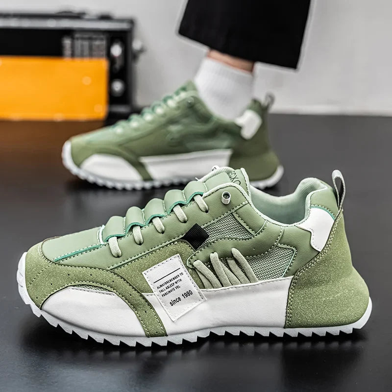 Lorilury Men's Platform Sneakers Lace-Up Sport Shoes Plus Size