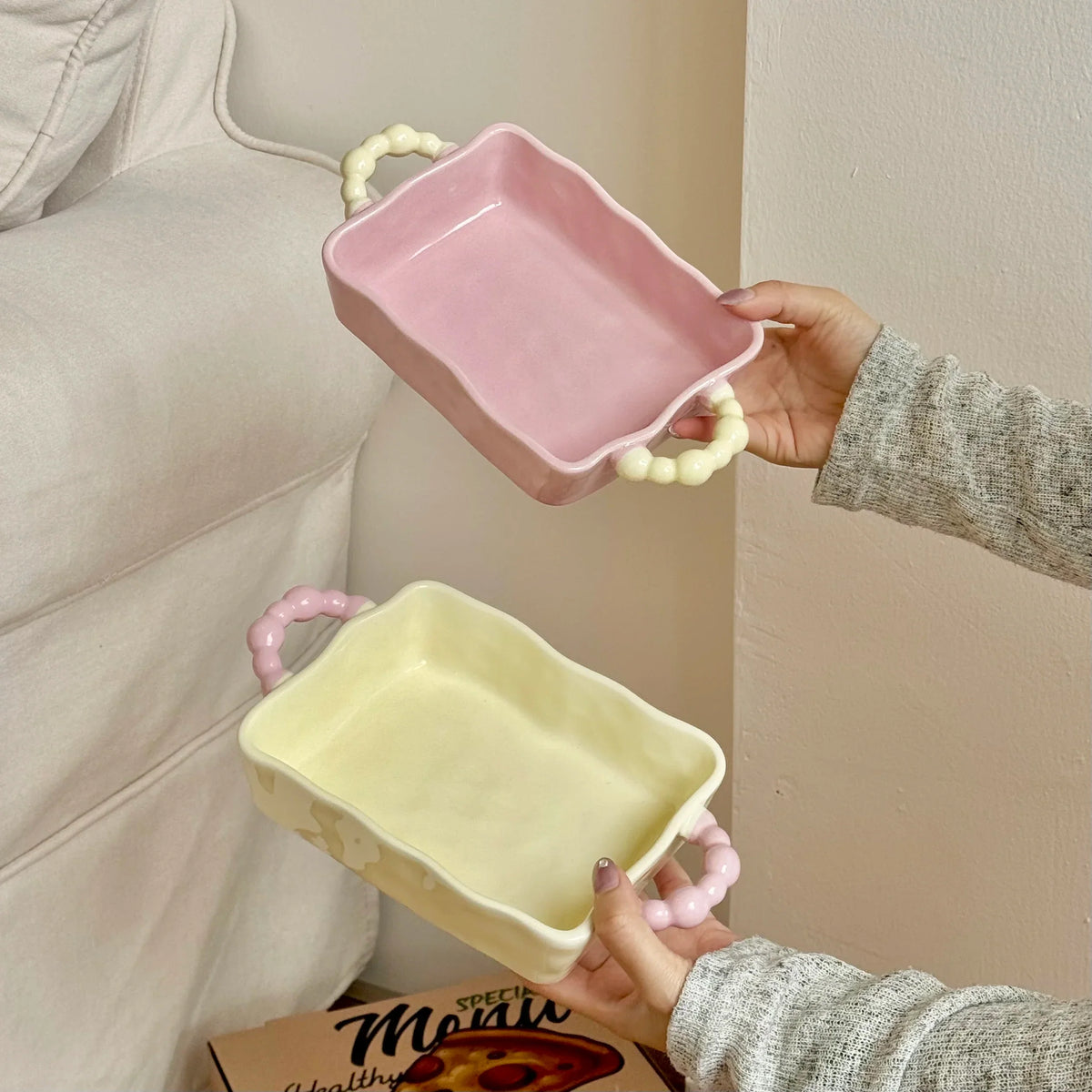 Ceramic Baking Bowl with Handles | Rectangular Oven Dish