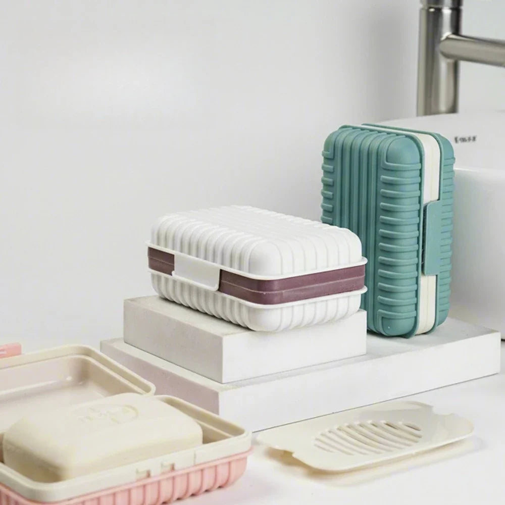 Compact Soap Dish Lid Keeps Dry Bathroom Travel Home Essentials