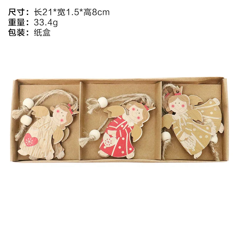 Christmas Decorations Wooden Elderly Snowman Combination Hanging Tree