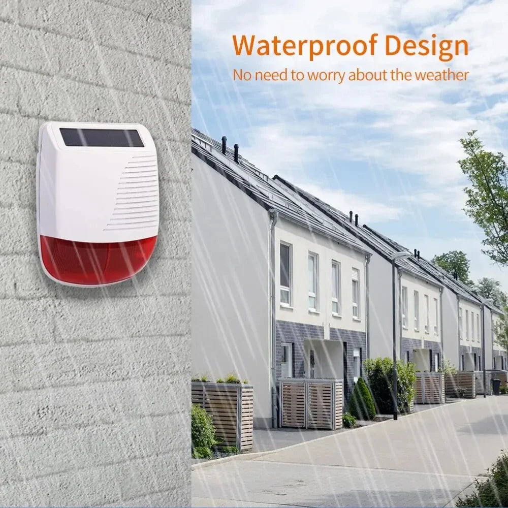 433MHz Solar-powered Wireless Siren Alarm 120dB Outdoor Security Horn