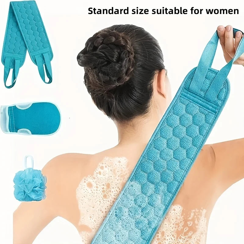 3-Piece Exfoliating Bath Set – Scrub Towel, Glove & Loofah