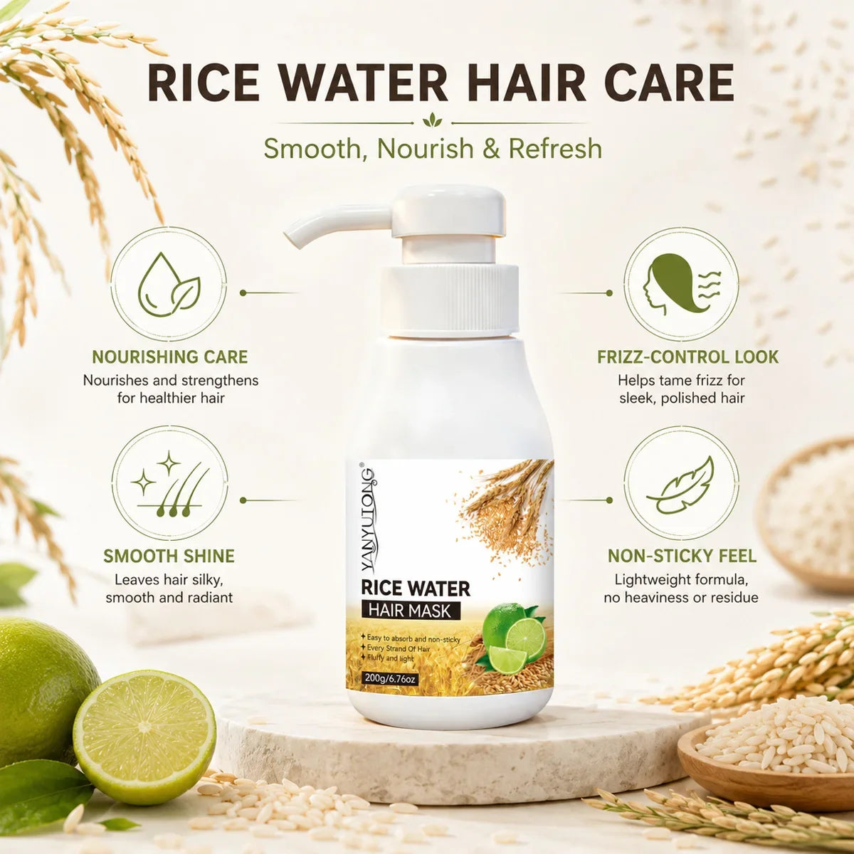 Rice Water Hydrating Hair Mask – Repair Damaged & Frizzy Hair