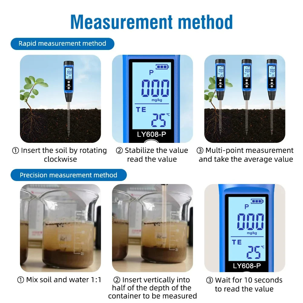 Soil Nutrient Tester Digital Phosphorus Meter Temperature Gardens