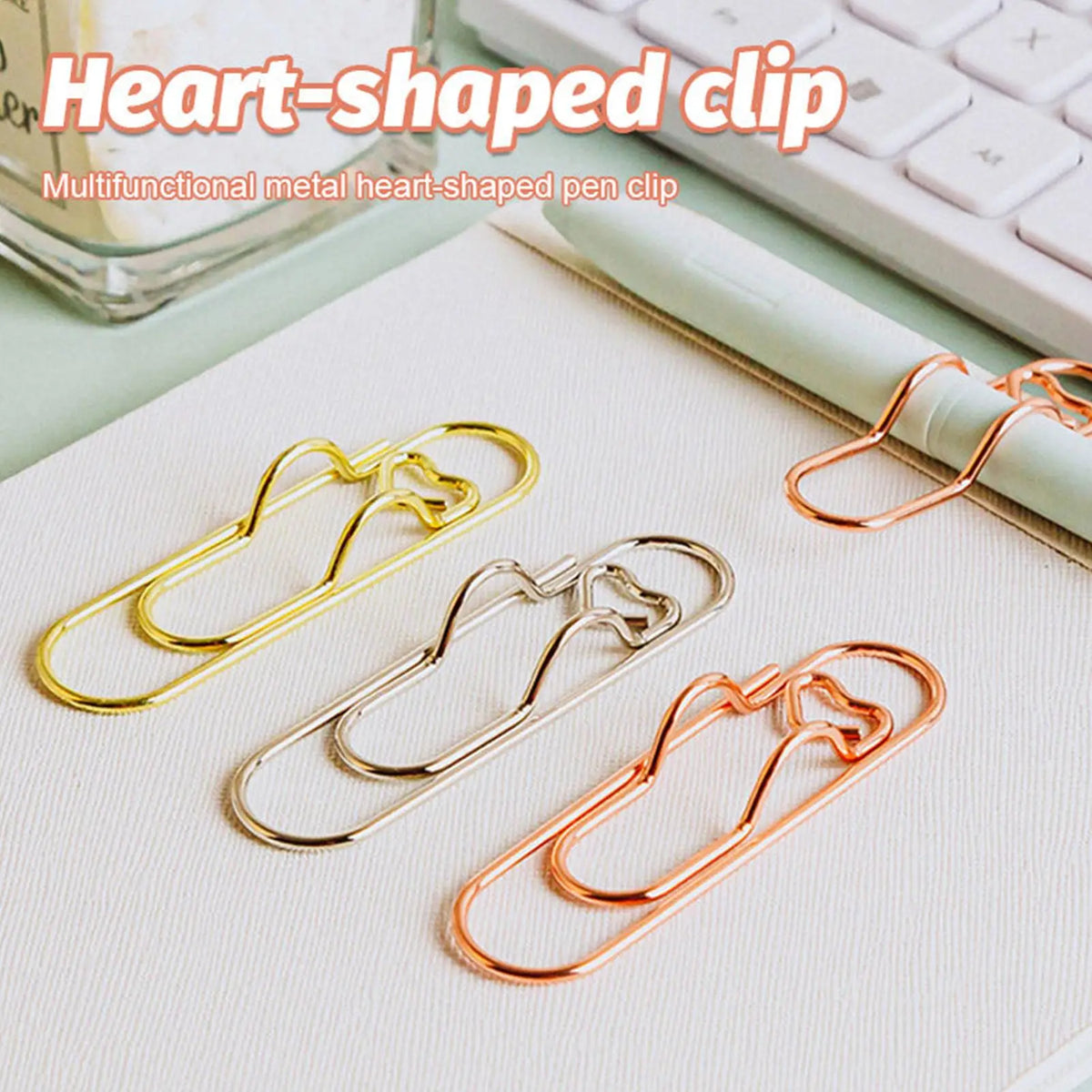 Heart Metal Pen Clip Holders for Notebooks & Journals – 8 Pack