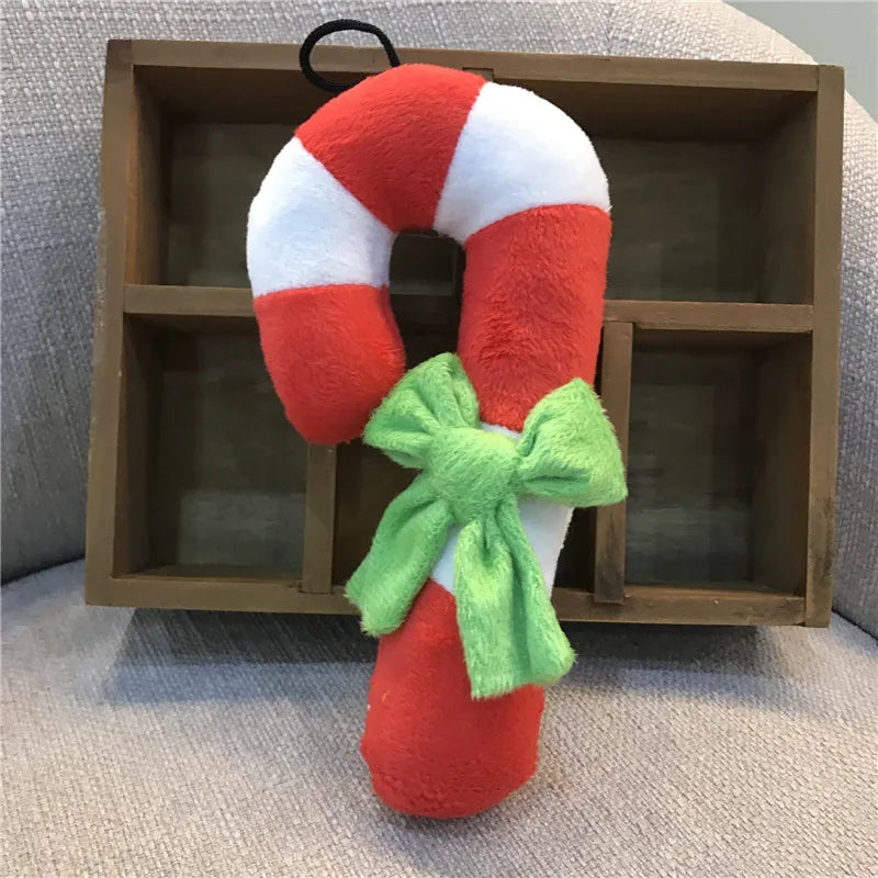 Christmas Candy Squeaky Plush Dog Toy | Holiday Puppy Gift