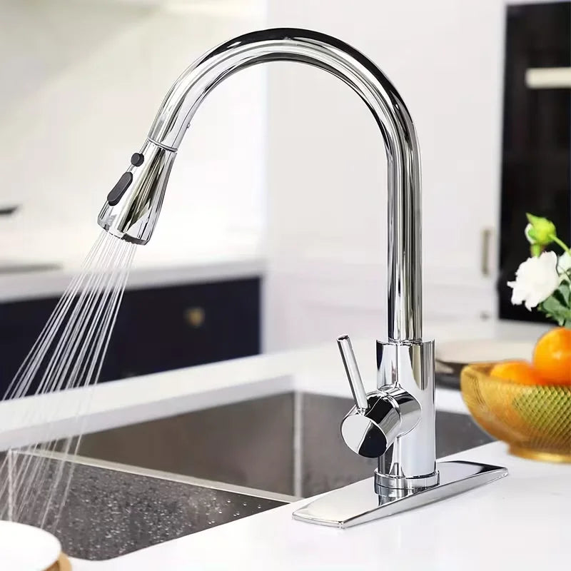 Pull-Down Kitchen Faucet Single Handle High Arc Brushed Nickel