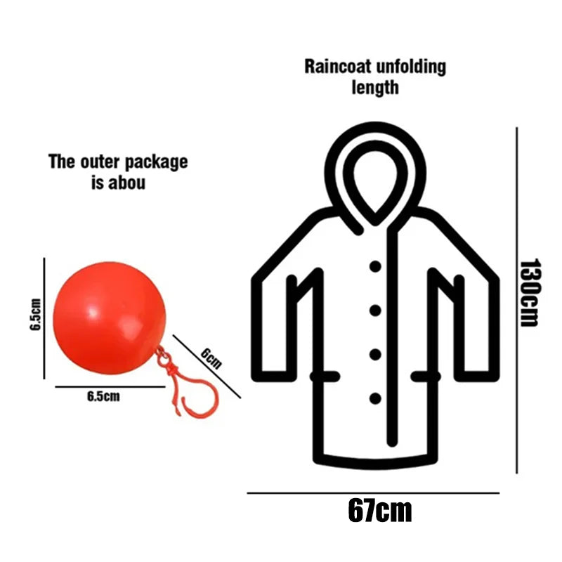 Portable Disposable Raincoat with Keychain Ball | Adult Poncho