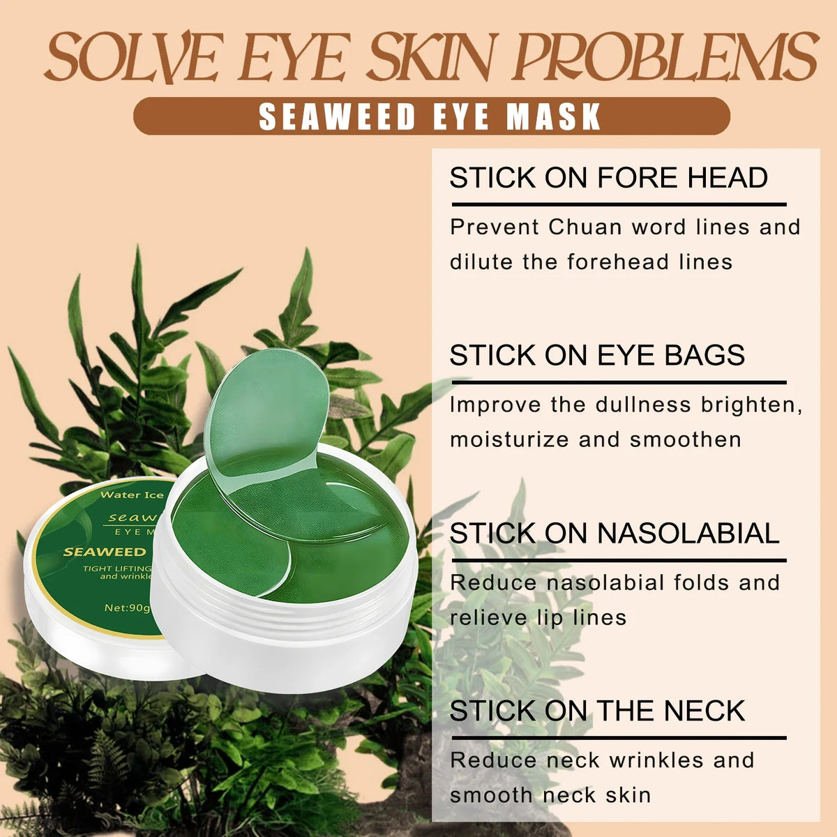 60pc Seaweed Hyaluronic Acid Collagen Eye Mask Patches