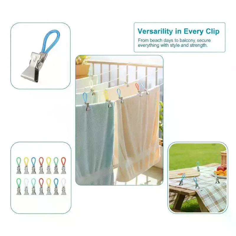 Colorful Stainless Steel Towel & Shower Curtain Clips