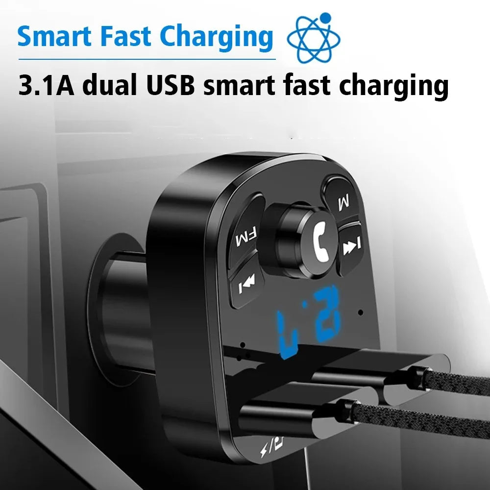 Bluetooth 5.0 FM Transmitter Car Charger | Dual USB Fast Charge