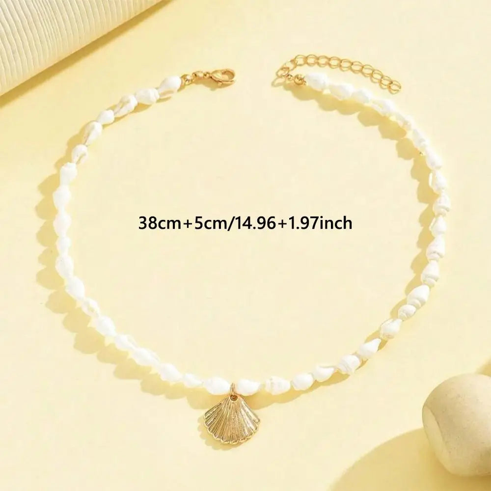 Handmade Seashell Necklace – Boho Conch Pendant Beach Choker