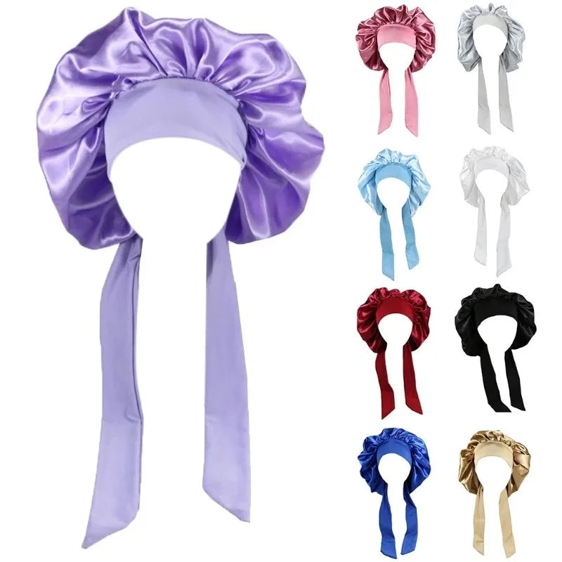 Women's Satin Sleep Bonnet – Adjustable Double Layer Night Cap