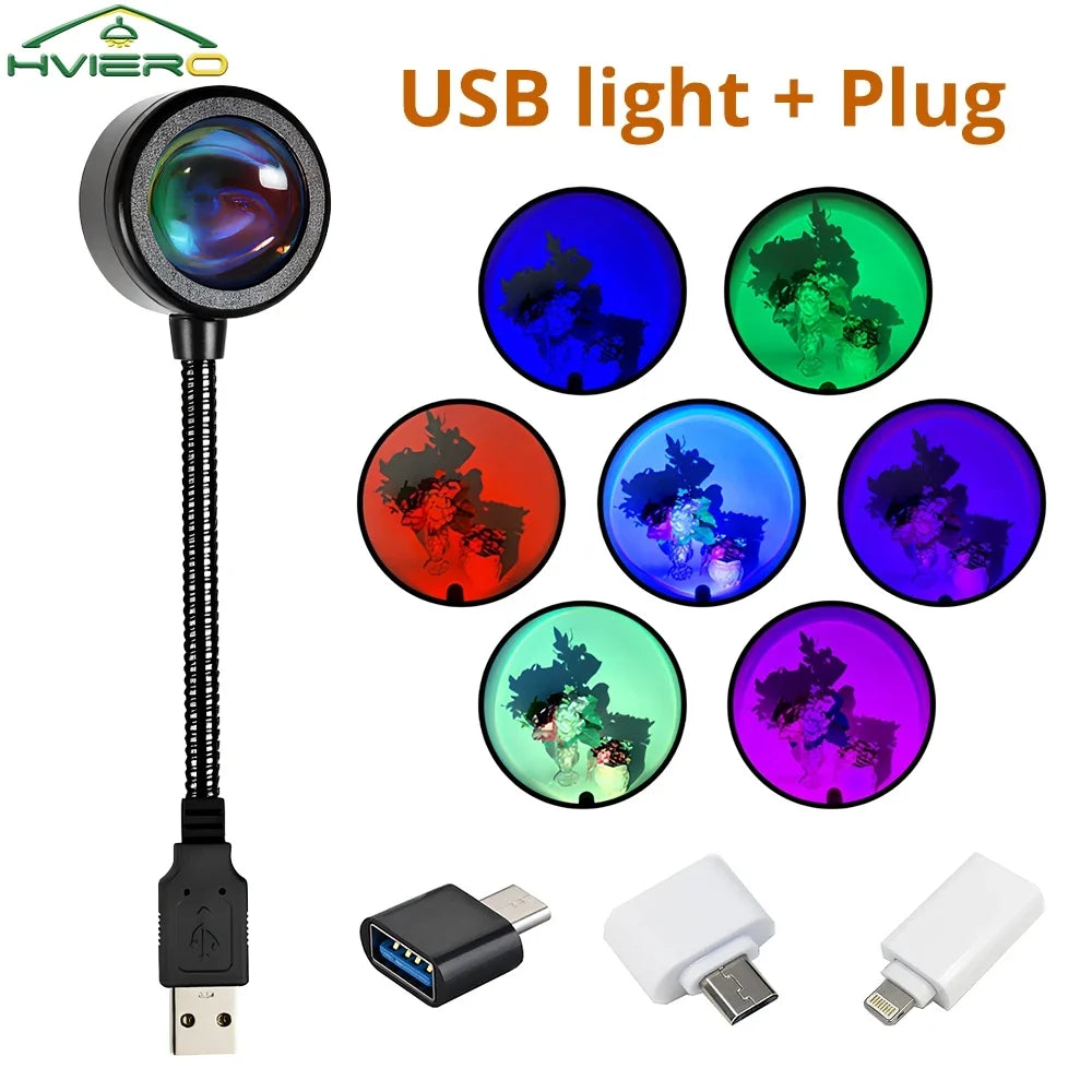 USB Sunset Lamp – Colorful Gradient LED Atmosphere Light
