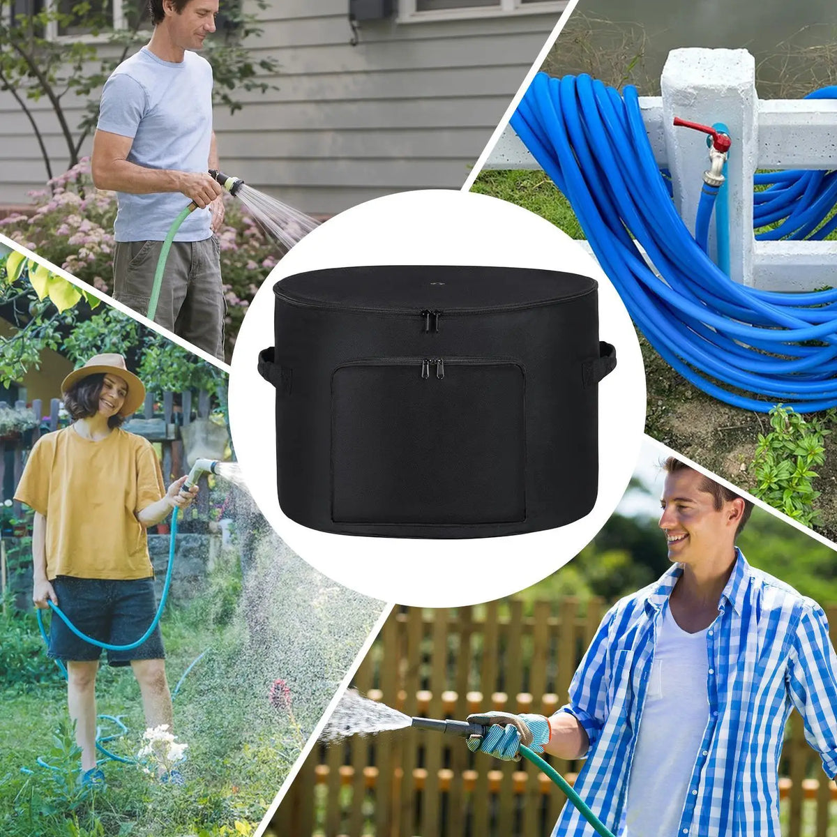 Garden Hose Storage Pot – Weatherproof 150ft Oxford Organizer