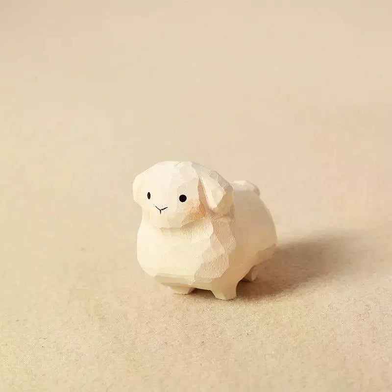 Handcrafted Wooden Sheep Figurine – Desk & Home Decor Ornament